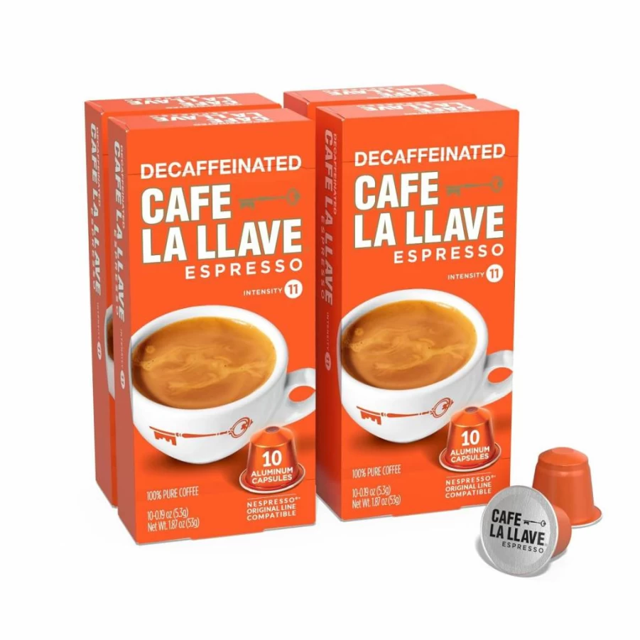 Cafe La Llave Espresso Pods - 80 Recyclable Aluminum Capsules, Dark Roast Intensity 11, Latin-Style Coffee Compatible with Nespresso Original Machines, Bold Rich Flavor
