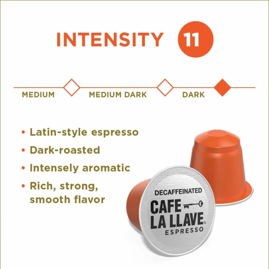 Cafe La Llave Espresso Pods - 80 Recyclable Aluminum Capsules, Dark Roast Intensity 11, Latin-Style Coffee Compatible with Nespresso Original Machines, Bold Rich Flavor