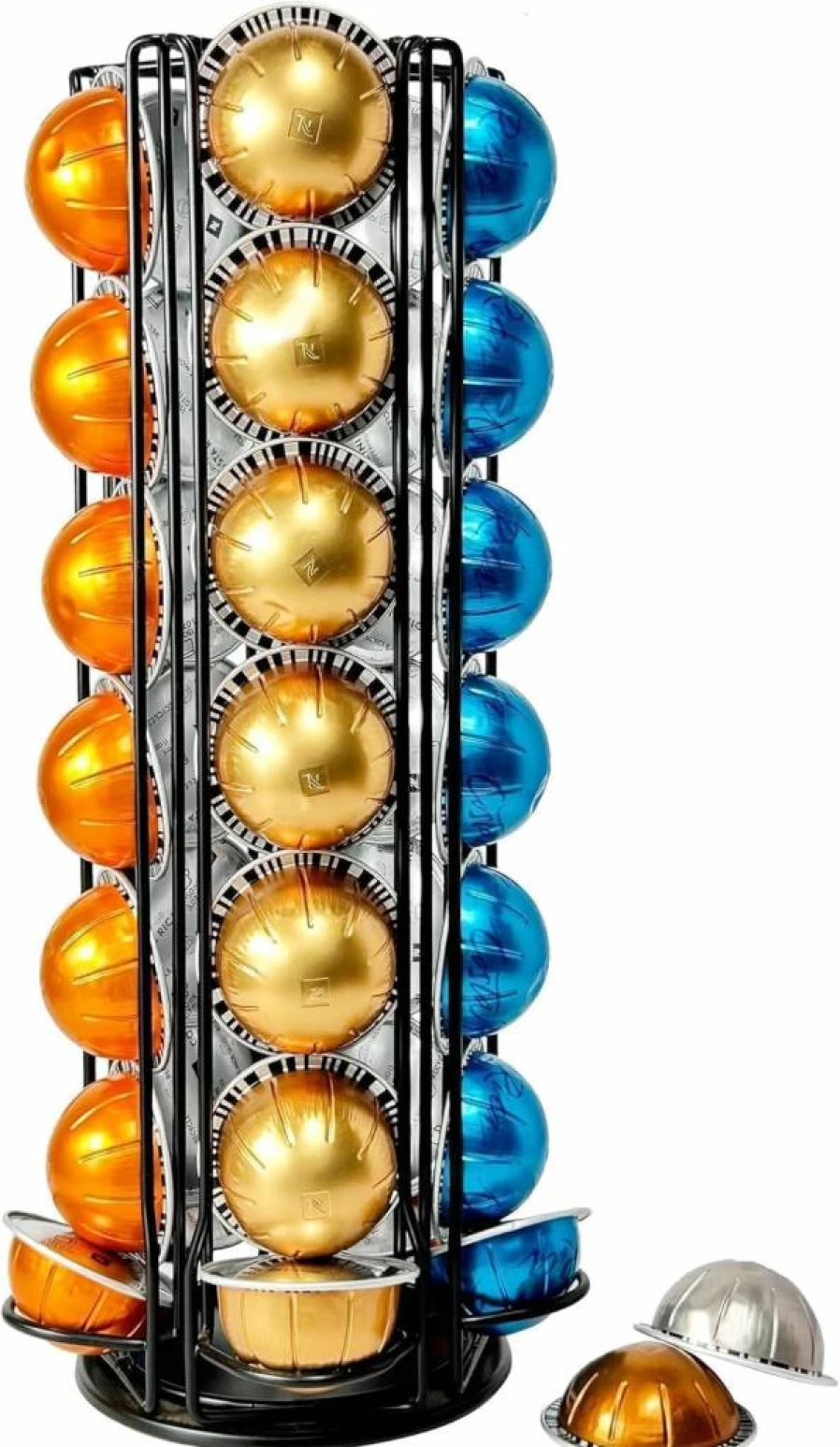WORBIC Large Capacity Coffee Pod Holder Organizer for Nespresso VertuoLine - Holds 28 Capsules, Sleek Black Design, Space-Saving for Small Kitchens & Coffee Bars