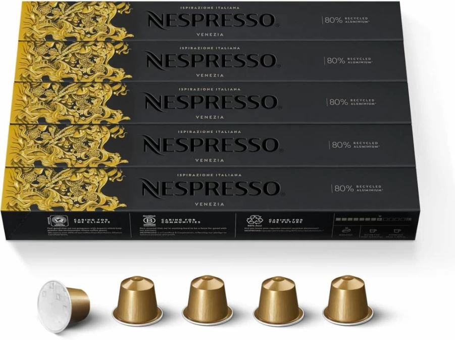 Nespresso OriginalLine Coffee Pods - Livanto Medium Roast Espresso, 50 Count Capsules, Stocking Stuffer Gift