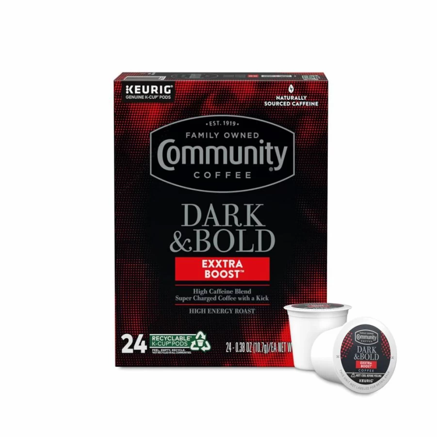 Community Coffee Dark & Bold Espresso Roast K-Cup Pods - 24 Count, Compatible with Keurig 2.0 Brewers, Rich & Smooth Flavor