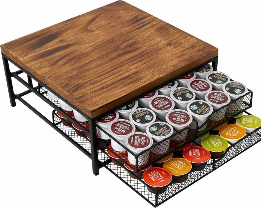 NHZ 2-Tier Coffee Pod Organizer Drawer - 72 K-Cup Holder for Keurig, No Assembly Needed, Space-Saving Storage for Home, Office & Kitchen