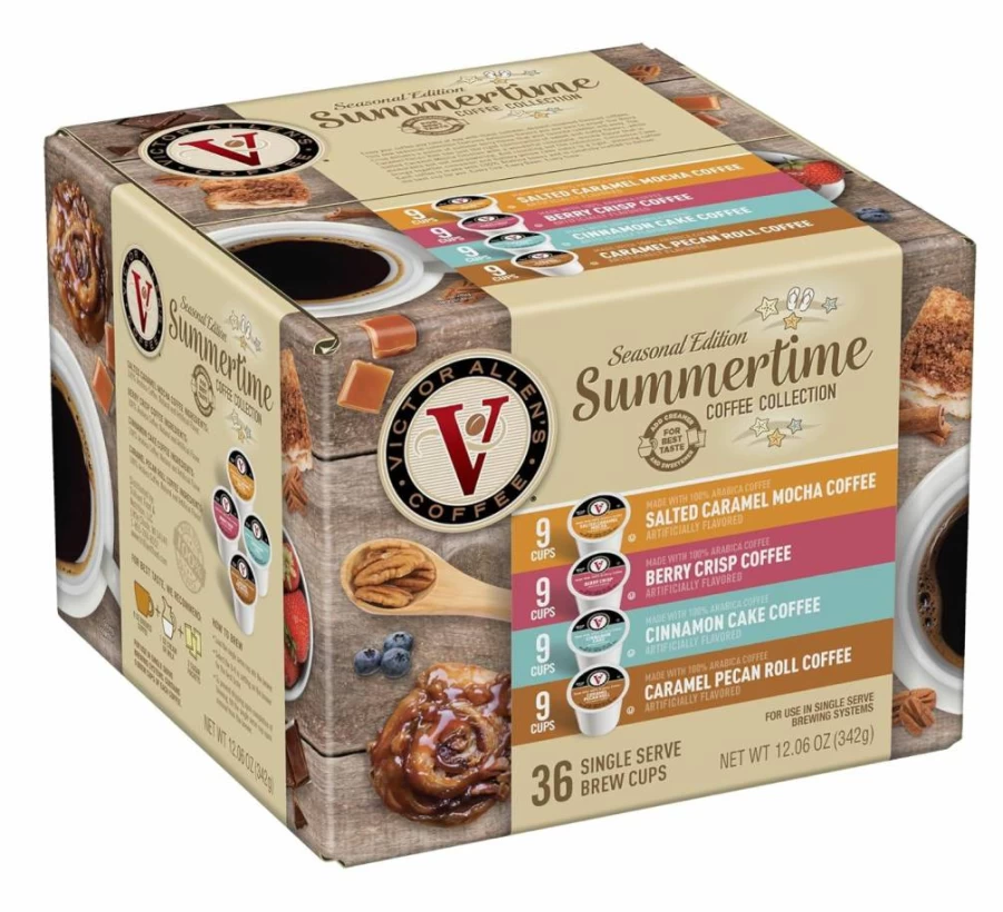 Victor Allen's Coffee Variety Pack K-Cup Pods - 96 Count (Kona Blend, Italian Roast, Seattle Dark, Caramel Macchiato) Compatible with Keurig Brewers
