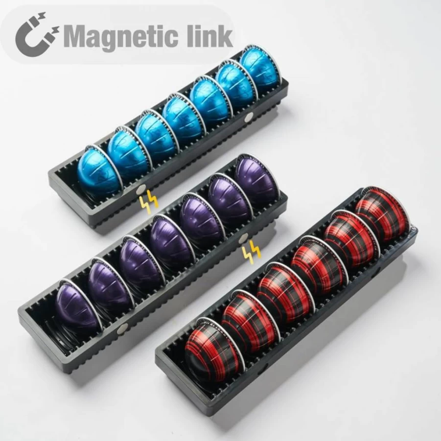 Maulehua 4-Pack Magnetic Coffee Pod Organizer for Nespresso Vertuo Capsules, Black Stackable Storage Drawer Tray