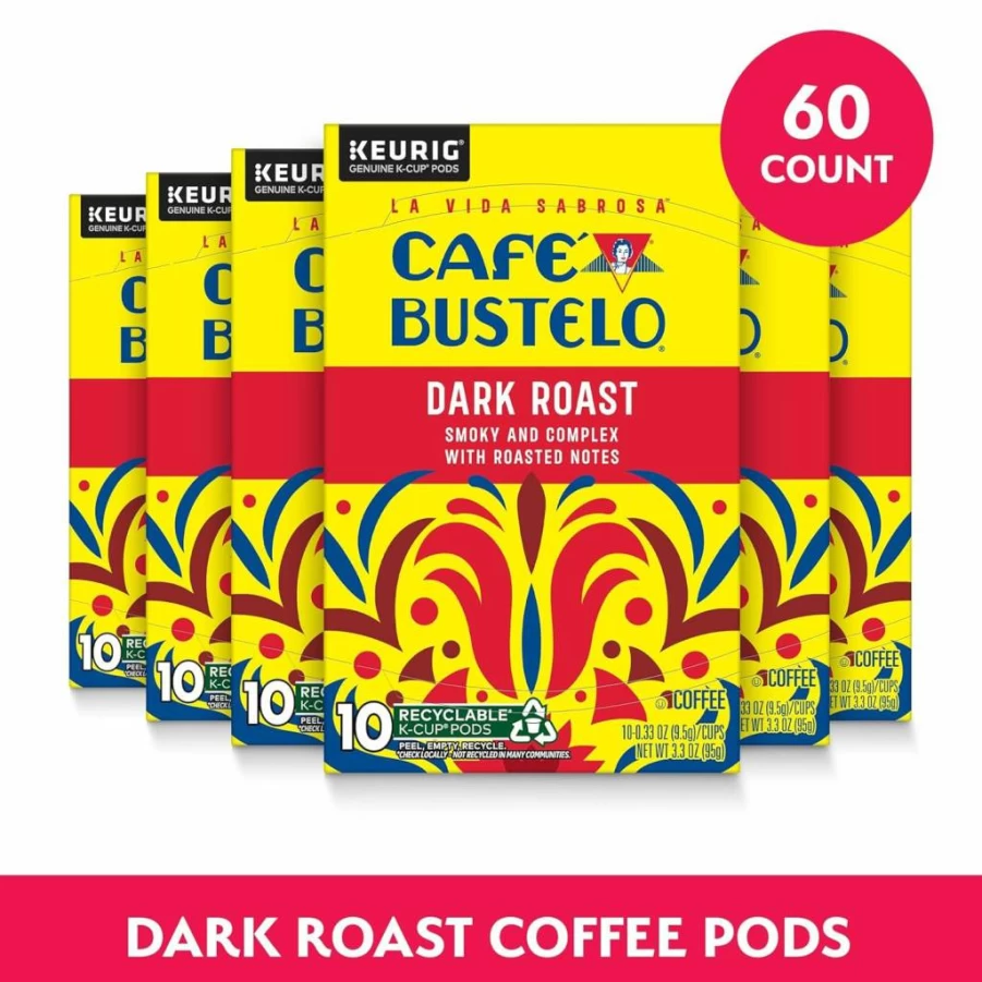 Cafe Bustelo K-Cups Dark Roast Espresso Coffee Pods, 72 Count, Compatible with Keurig Brewers