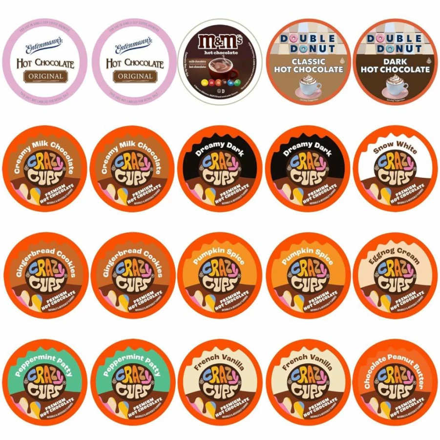 Perfect Samplers Variety Pack: 20 Single-Serve K-Cups for Keurig - Coffee, Tea, Cider, Cappuccino & Hot Chocolate Mix
