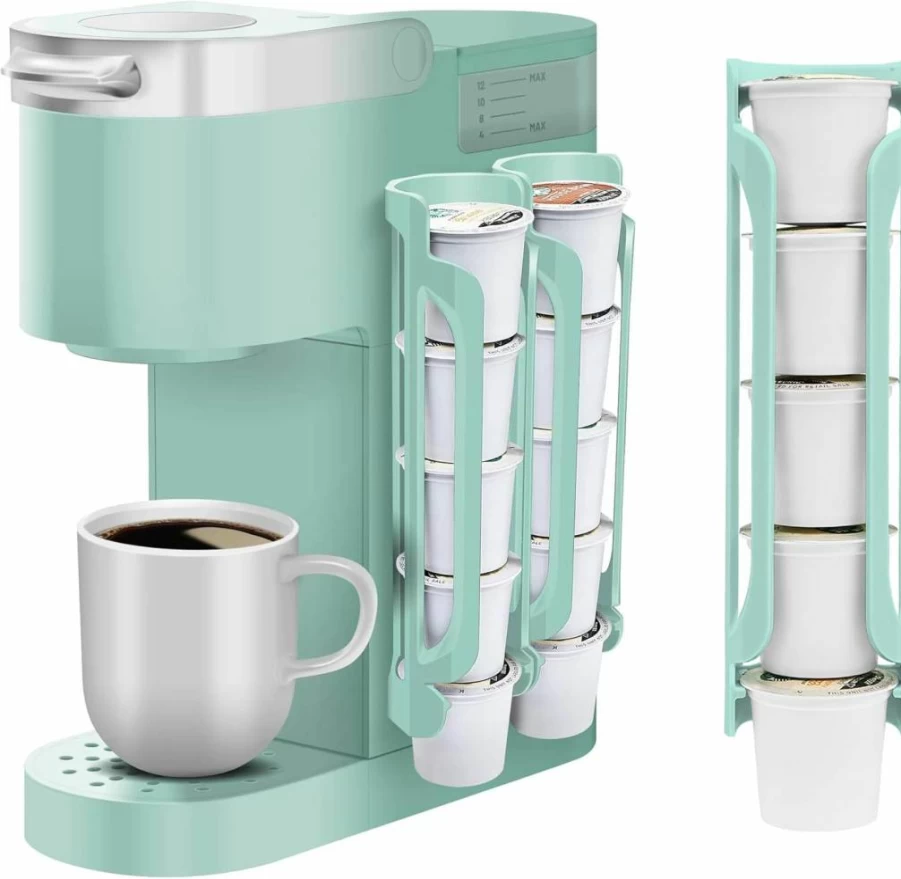 Kedofa 2-Tier Wall Mount K-Cup Holder for Keurig - Space-Saving Oasis Blue Coffee Pod Organizer, Countertop or Wall Storage