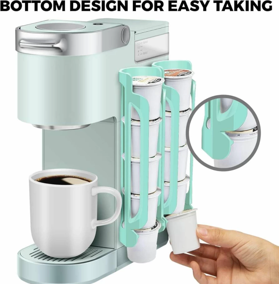 Kedofa 2-Tier Wall Mount K-Cup Holder for Keurig - Space-Saving Oasis Blue Coffee Pod Organizer, Countertop or Wall Storage
