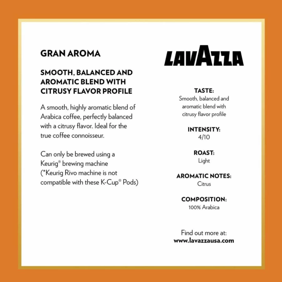 Lavazza Perfetto Medium Roast Coffee Pods, 32-Count K-Cup Box for Keurig Brewers, Single-Serve House Blend