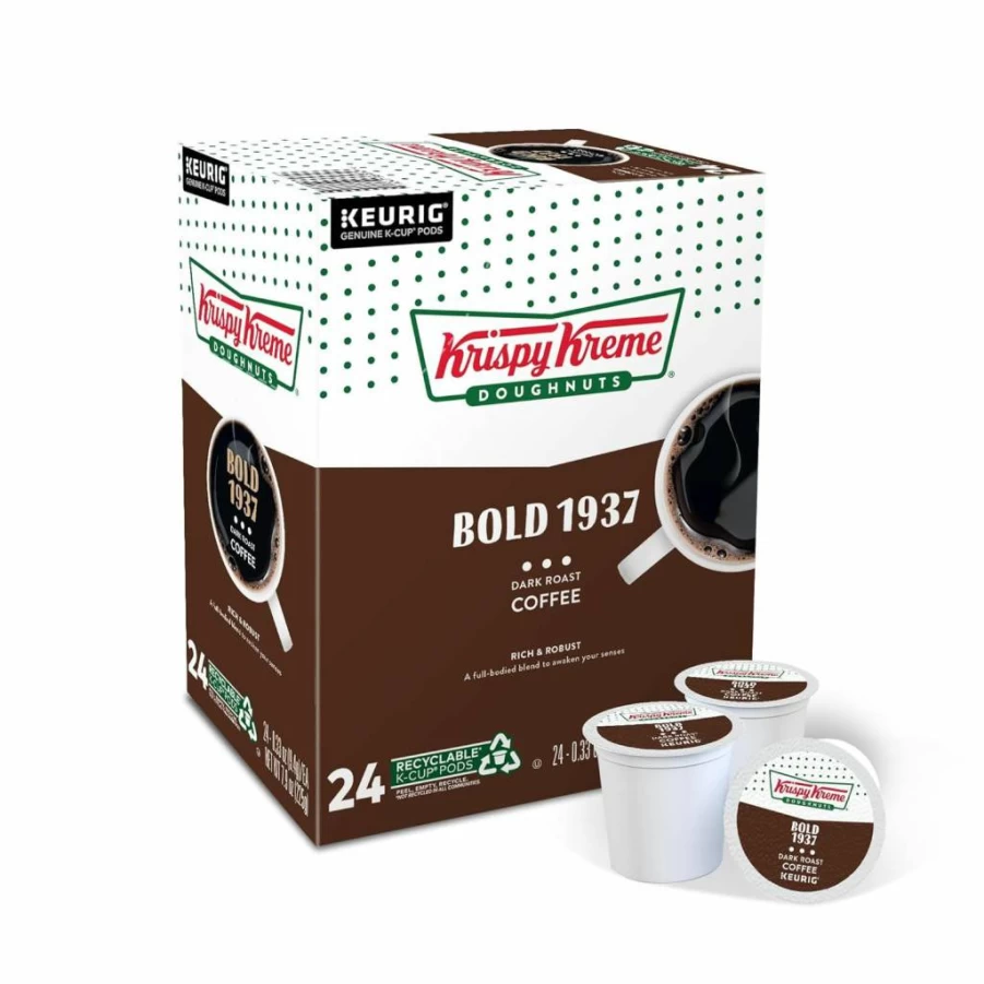 Krispy Kreme Medium Roast Coffee K-Cup Pods, Classic Blend, 24 Count Single-Serve Pack for Keurig Brewers