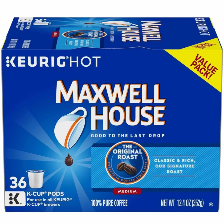 MAXWELL HOUSE Medium Roast K-Cup Coffee Pods, Original Blend, 36 Count for Keurig Brewers