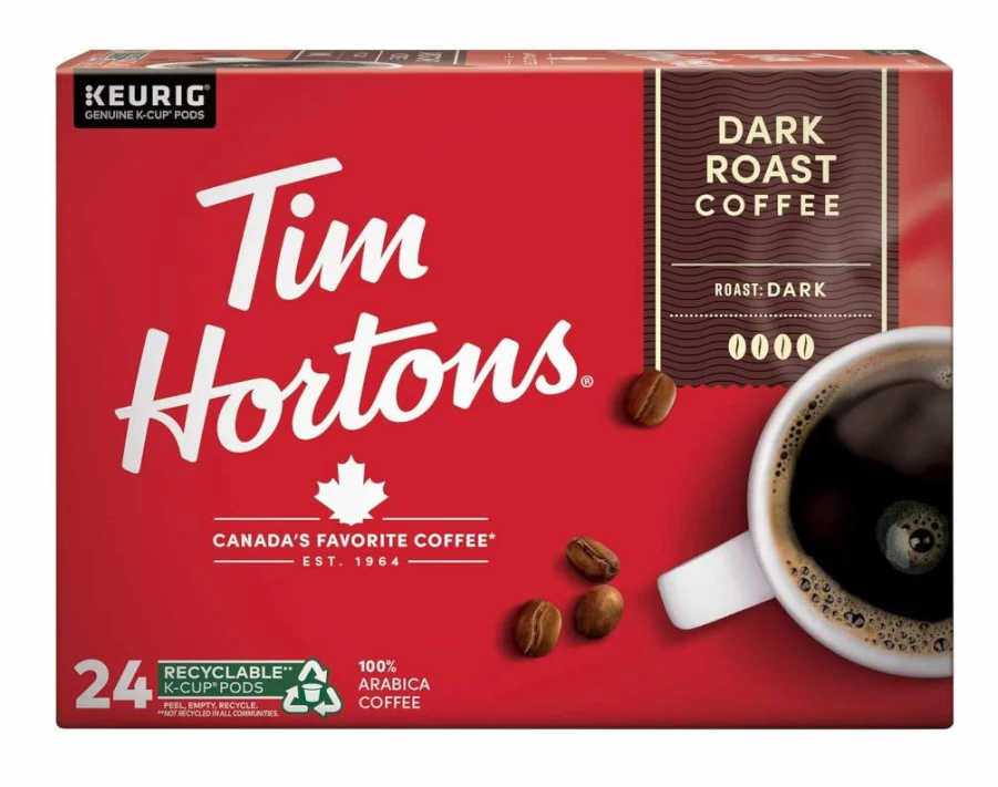 Tim Hortons Dark Roast K-Cup Pods 24 Pack - Compatible with Keurig Single-Serve Coffee Makers