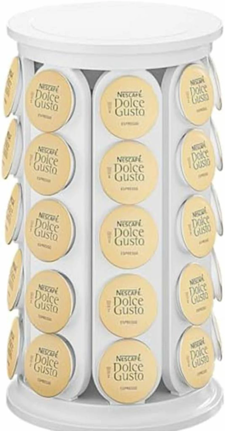 Lhieiayh White K Cup Carousel Holder - 40-Capacity Coffee Pod Storage Organizer for Home & Office, Modern Kitchen Countertop Design