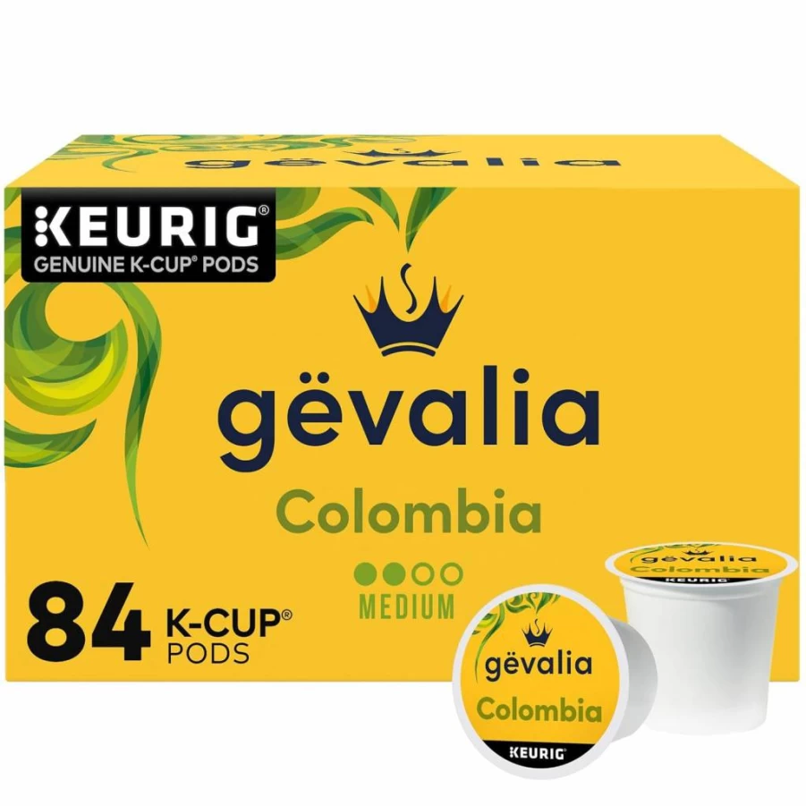 Gevalia Colombia K-Cup Coffee Pods - Low Carb, Keto-Friendly Single Serve Pods, 84 Count Box