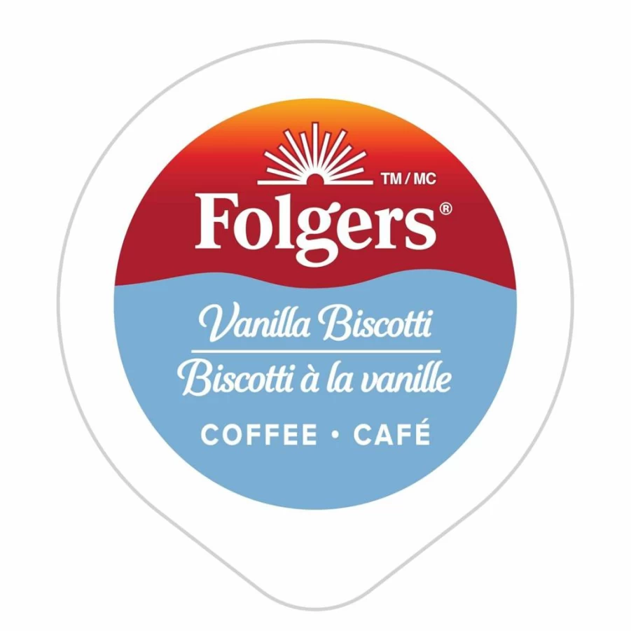 Folgers Vanilla Biscotti Flavored Coffee K-Cups, 30 Count Pods (9.5 Oz) - Medium Roast, Single-Serve Compatible with Keurig Brewers