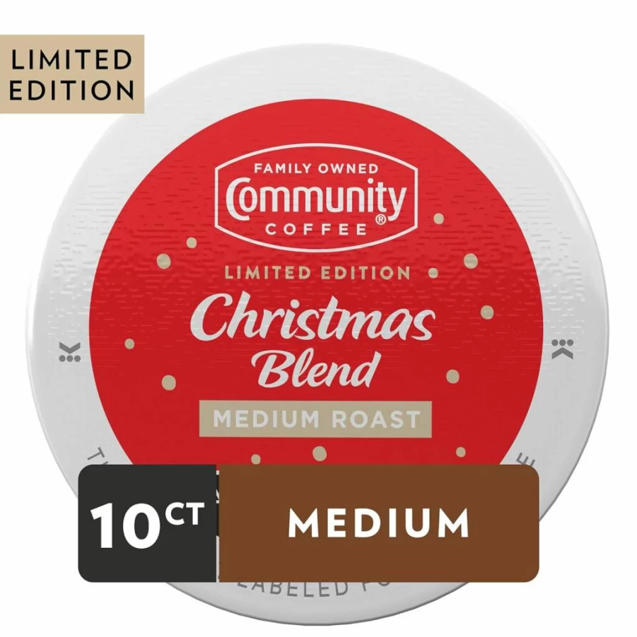 Community Coffee Christmas Blend Medium Roast K-Cup Pods, 10 Count, Keurig 2.0 Compatible Holiday Coffee