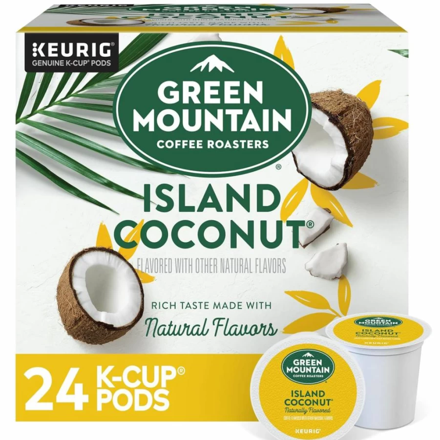 Green Mountain Coffee Roasters Island Coconut Light Roast K-Cup Pods, Flavored Single-Serve Coffee for Keurig Brewers, 24 Count Pack