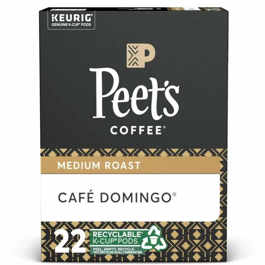 Peet's Coffee Cafe Domingo Medium Roast K-Cup Pods - 22 Count Single Serve Coffee for Keurig Brewers