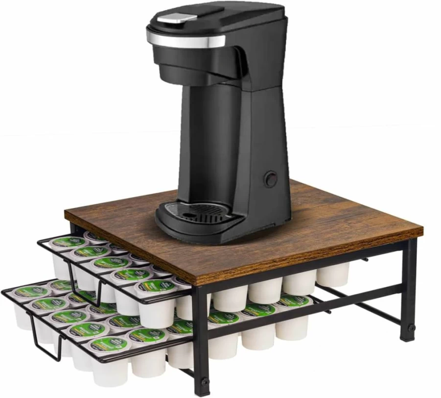 Speday 2-Tier Coffee Pod Organizer - 60-Capacity K-Cup Storage Drawer for Keurig, Nespresso - Space-Saving Kitchen Countertop Holder