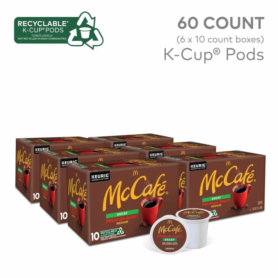 McCafe Premium Roast Decaf K-Cup Pods, Medium Roast Single Serve Coffee for Keurig Brewers, 48 Count