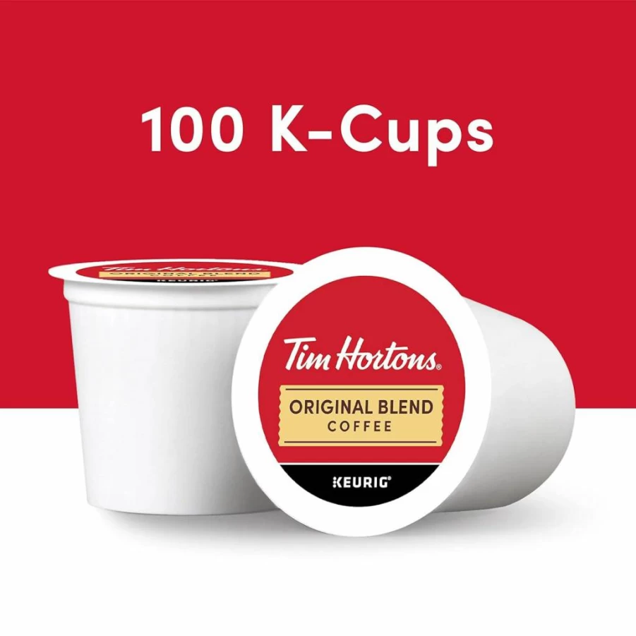 Tim Hortons Original Blend Medium Roast Coffee K-Cup Pods 100 Count Compatible with Keurig Brewers Single-Serve
