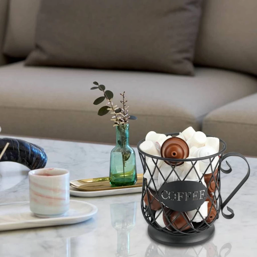 TreeLen Matte Black K-Cup Organizer Holder for Keurig Coffee Pods - 35 Capacity Countertop Storage for Coffee Bar Accessories