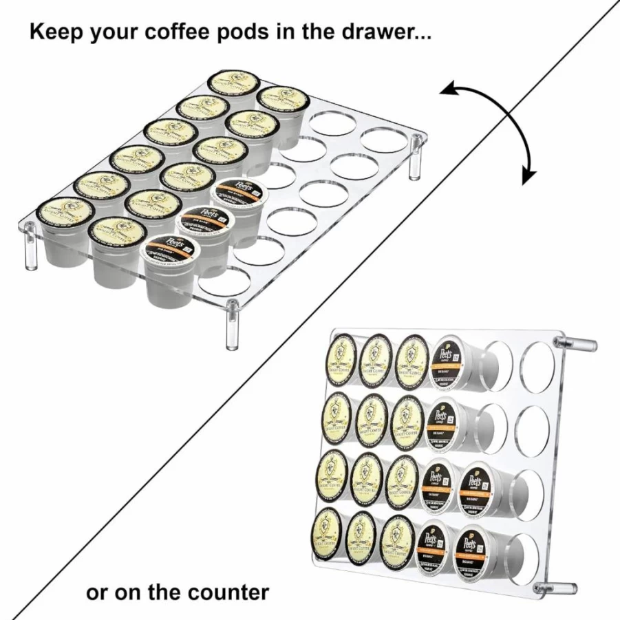 Amazing Abby 24-Count Acrylic K-Cup Organizer – BPA-Free Coffee Pod Storage for Keurig, Countertop or Drawer, Shatter-Proof & Space-Saving Design