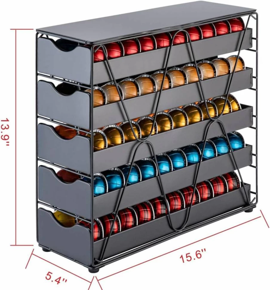 Flagship 3-Tier Nespresso Vertuo Pod Holder - 60 Capsule Capacity, Multi-Tier Coffee Pod Organizer Drawer for Nespresso Vertuo Capsules