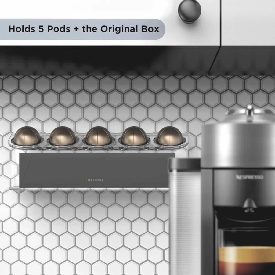 GALVANOX Clear Acrylic Magnetic Fridge Mount for Nespresso Vertuo Pods - 10 Capsule Storage & Display Holder