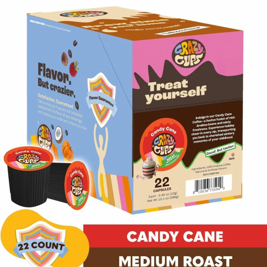 Crazy Cups Decaf Coffee Variety Pack Sampler - 20 Single Serve K-Cups for Keurig Brewers, Assorted Flavors