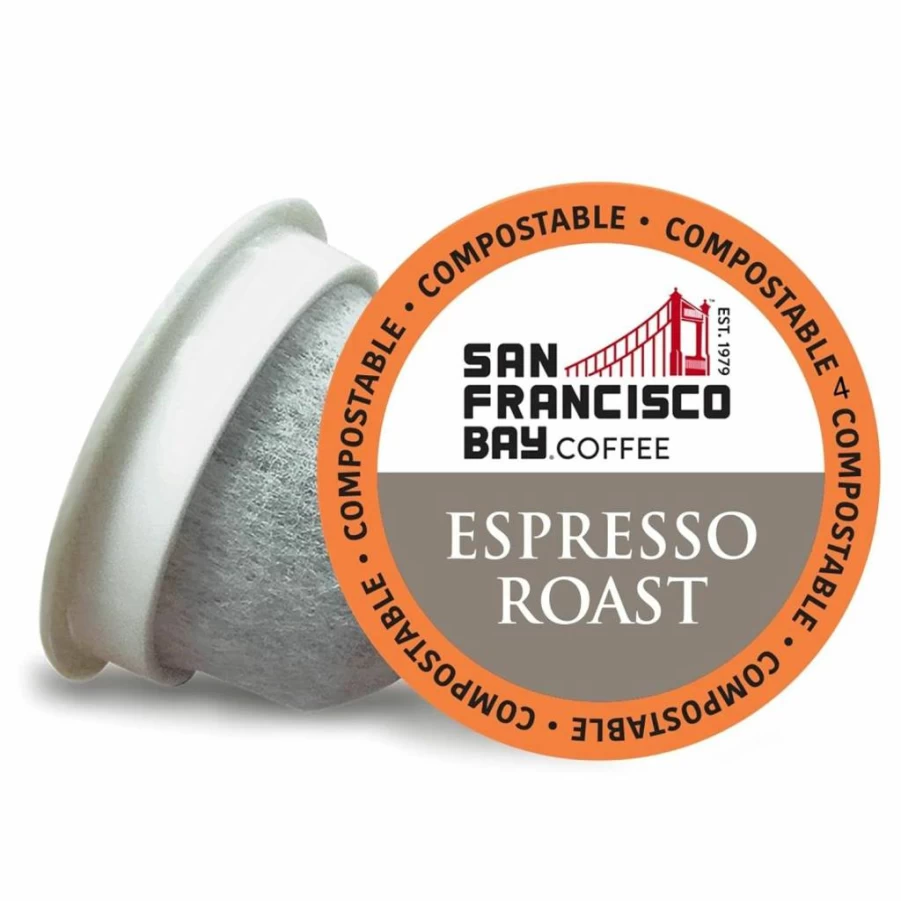 SAN FRANCISCO BAY Compostable Coffee Pods - 80 Count Dark Roast Espresso K-Cups, Keurig 2.0 Compatible, Eco-Friendly Single-Serve Pods