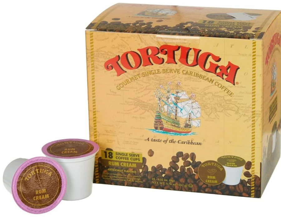 TORTUGA Caribbean Rum Cream Flavored Coffee Pods - 18 Single Serve Gourmet Coffee Cups for Keurig