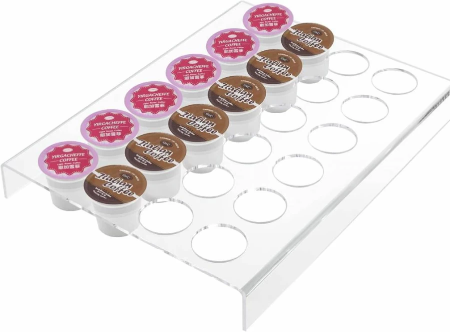 Urcreeds Clear Acrylic K Cup Coffee Pods Holder - Organizer Tray for 35 Pods, Countertop or Drawer Storage - Perfect for Kitchen and Office