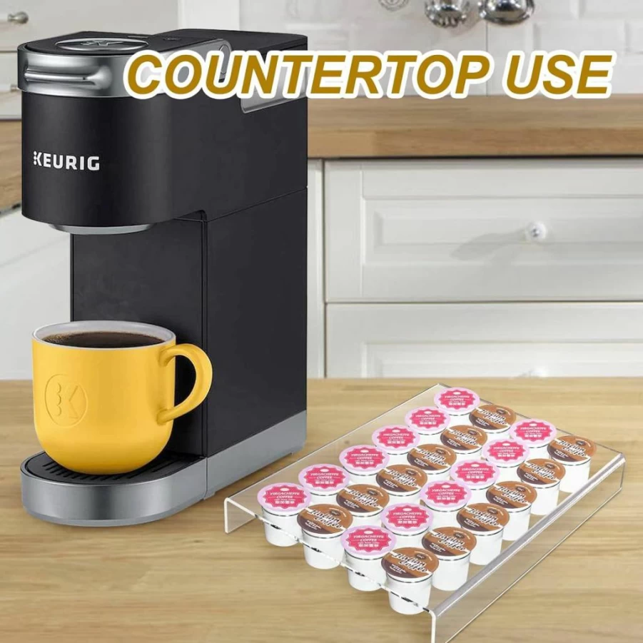 Urcreeds Clear Acrylic K Cup Coffee Pods Holder - Organizer Tray for 35 Pods, Countertop or Drawer Storage - Perfect for Kitchen and Office