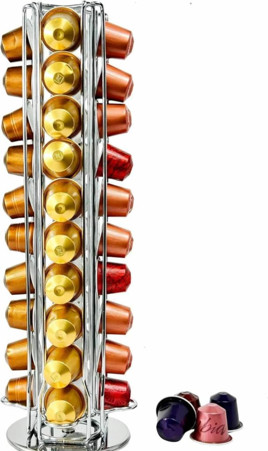 WORBIC Large Capacity Coffee Pod Holder for Nespresso OriginalLine - Organizer Stand Holds 40 Capsules, Durable & Compact, Black