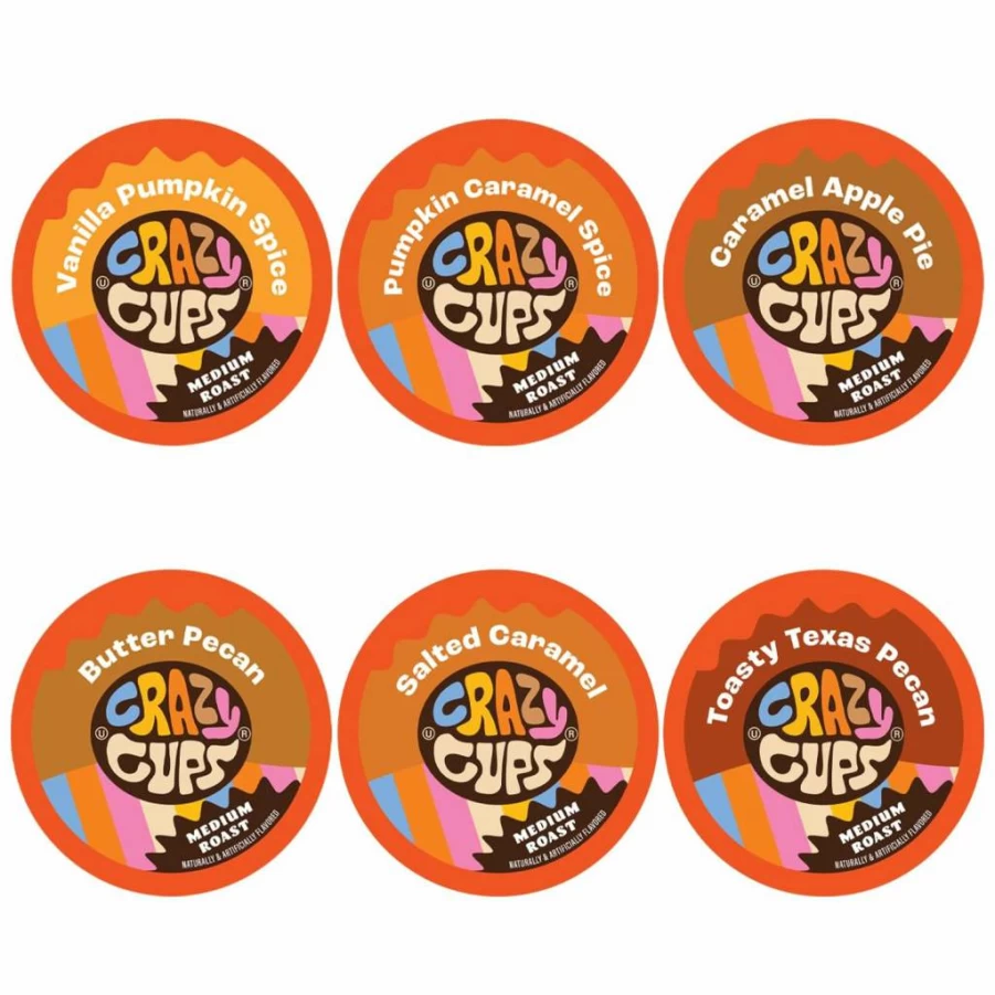 Crazy Cups Variety Pack Medium Roast Flavored Coffee Pods - 50 Recyclable K-Cups Compatible with Keurig Machines
