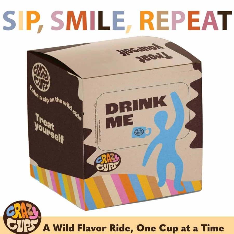 Crazy Cups Variety Pack Medium Roast Flavored Coffee Pods - 50 Recyclable K-Cups Compatible with Keurig Machines