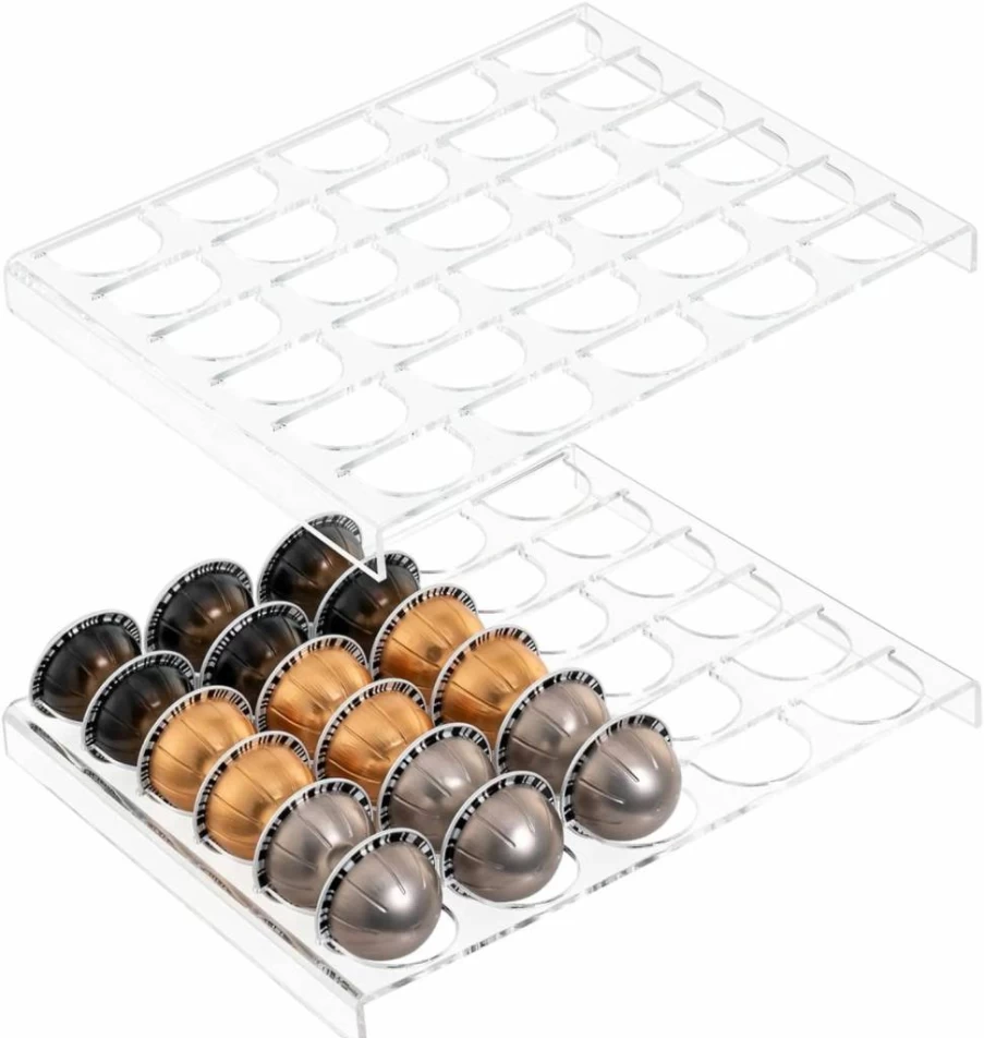 Sumerflos Coffee Capsule Organizer Tray - Holds 30 Nespresso VertuoLine Pods, Kitchen Drawer Storage Insert for Home