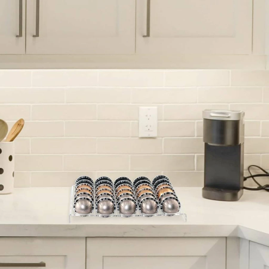 Sumerflos Coffee Capsule Organizer Tray - Holds 30 Nespresso VertuoLine Pods, Kitchen Drawer Storage Insert for Home