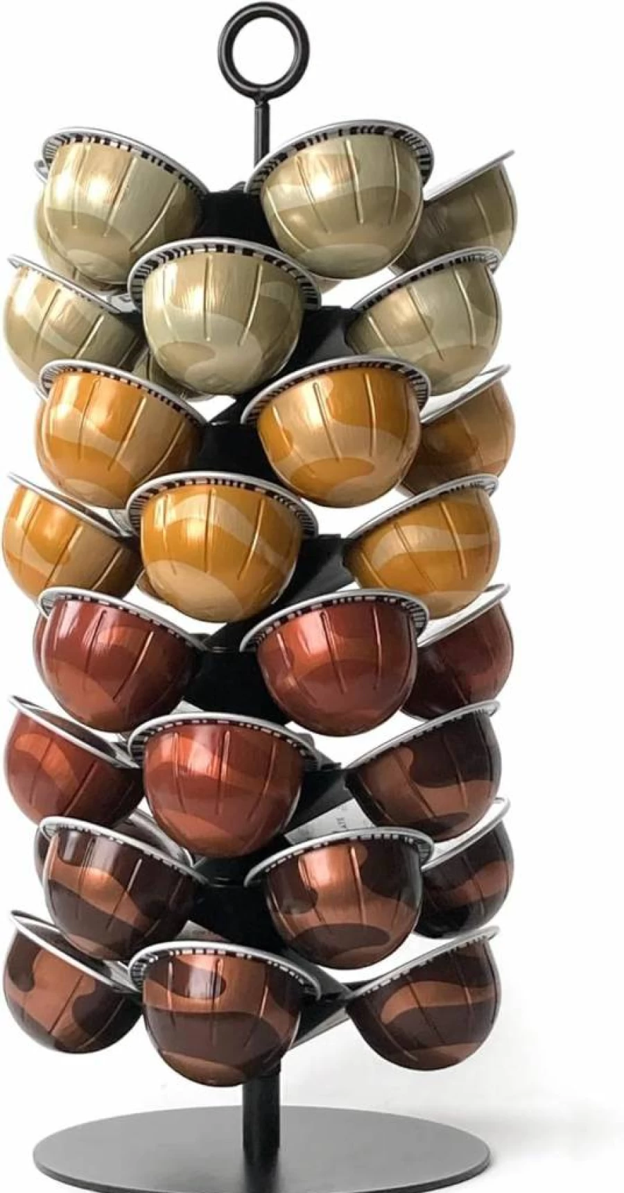 XYMPO 40-Cup Rotating Coffee Pod Carousel for Nespresso Vertuo - 360° Metal Capsule Holder (Black)