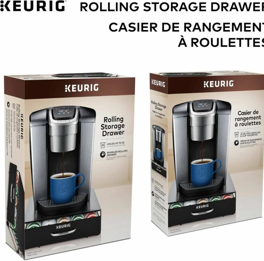 Keurig K-Cup Pod Storage Drawer - Holds 35 Coffee Pods, Under Brewer Organizer, Black