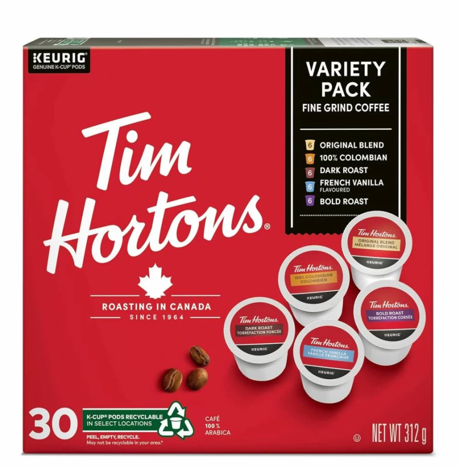 Tim Hortons Variety Pack K-Cup Pods 30 Count for Keurig Brewers