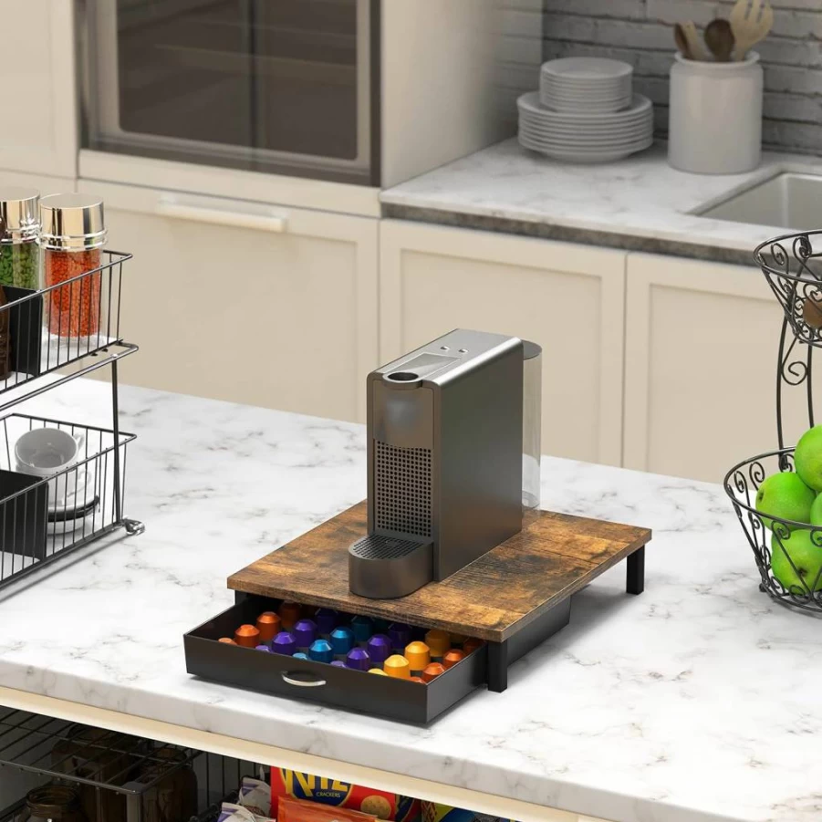 Deco Brothers Tempered Glass Coffee Pod Organizer for Nespresso Original Line Machines - Holds 42 Capsules