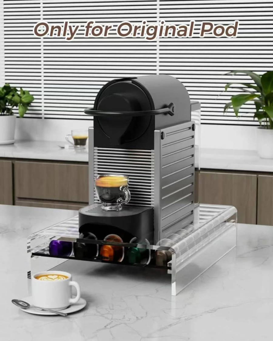 LifeMoreasy Acrylic Coffee Pod Organizer for Nespresso OriginalLine - Holds 40 Capsules, Countertop Storage Drawer