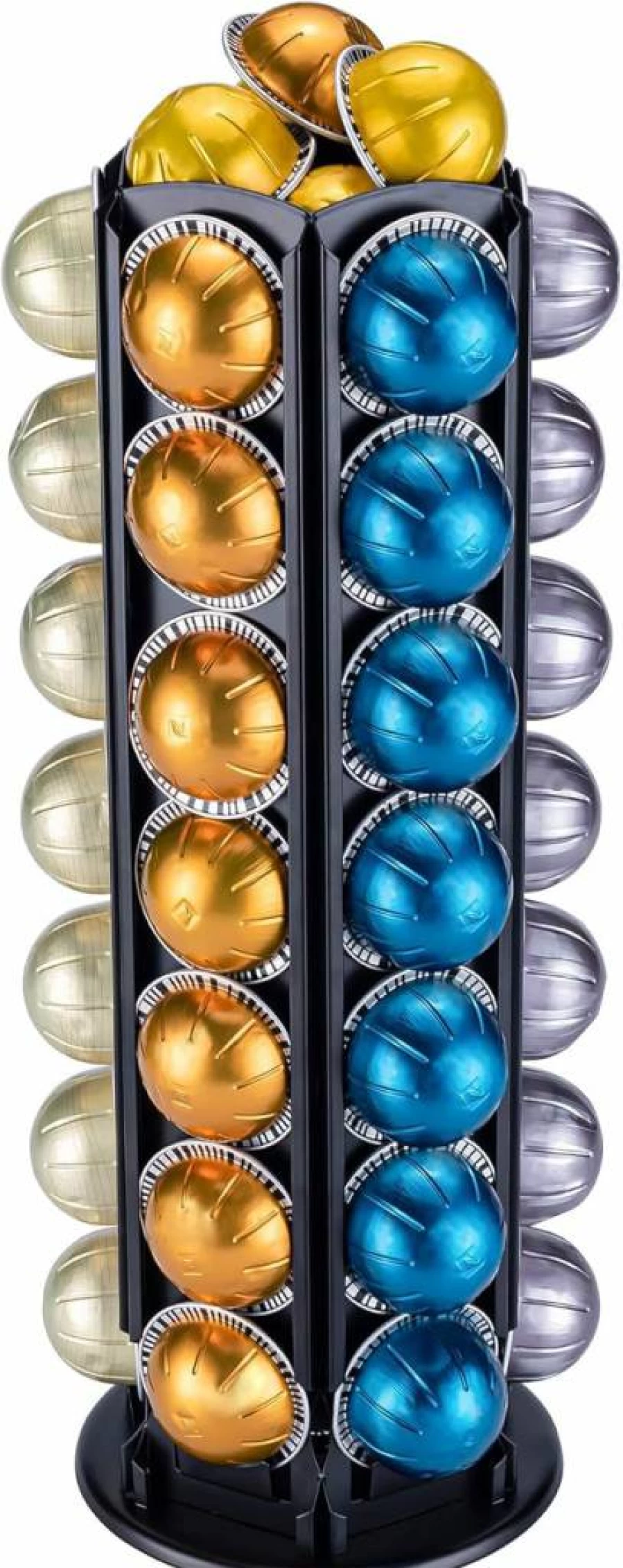 Flagship Vertuo Coffee Pod Holder Carousel Stand for Nespresso Capsules – 80+ Capsule Storage Organizer with Silent Rolling & Extra Compartment