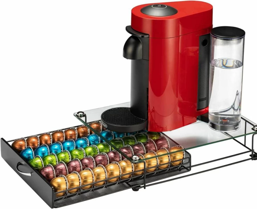 Rice Rat Nespresso Vertuo Capsule Holder – 50 Pod Storage for VertuoLine Coffee Capsules, Black