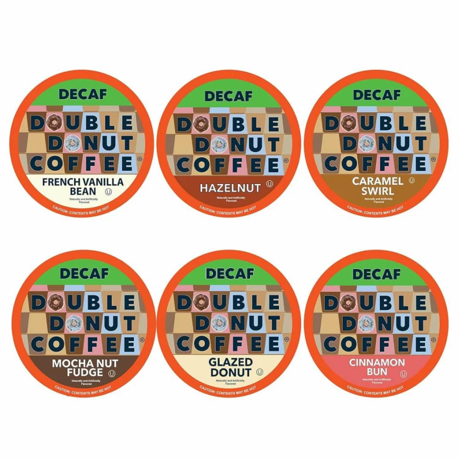 Double Donut Coffee Decaf Medium Roast Variety Pack - 24 Pods, Donut-Shaped Coffee Capsules, Compatible with Nespresso Machines