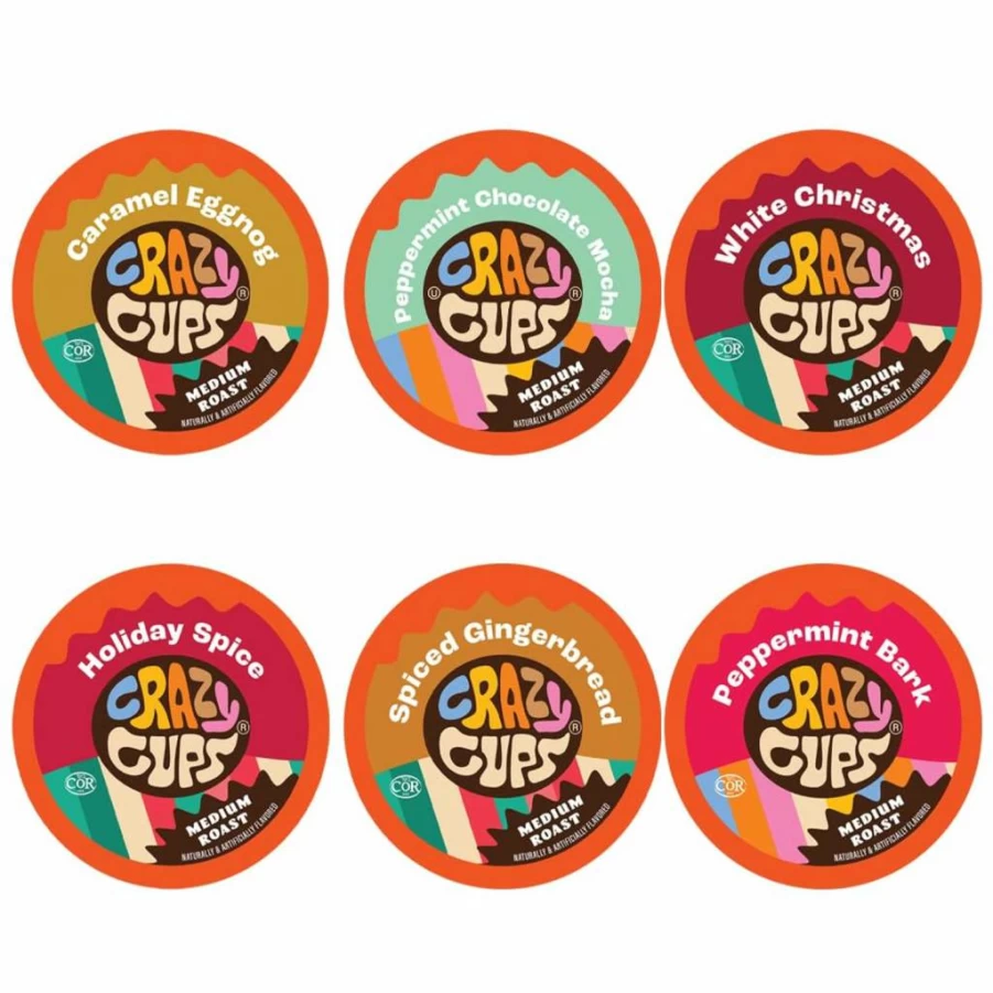 Crazy Cups Variety Pack - 24 Recyclable K-Cup Pods for Keurig, Assorted Flavored Coffee Single Serve Cups