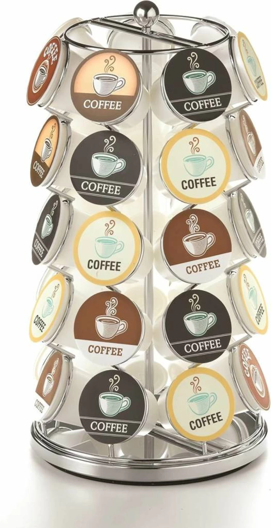 Nifty Solutions 360-Degree Spinning K-Cup Carousel Holder - 35 Pod Organizer, Modern White Lazy Susan for Home & Office Coffee Counter