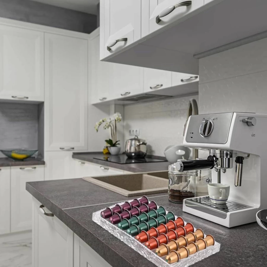 ZFGOLD Clear Nespresso Coffee Pods Organizer Drawer - Capsule Storage Holder for Nespresso VertuoLine & OriginalLine